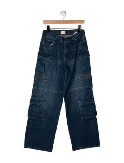 Pre-owned Alice And Olivia Mid-rise Wide Leg Jeans In Blue