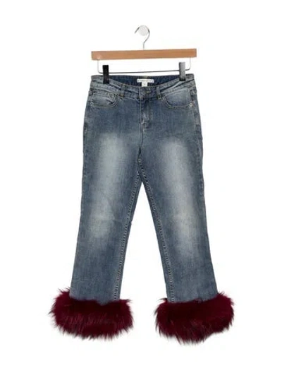Pre-owned Alice And Olivia Mid-rise Wide Leg Jeans In Blue