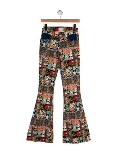 Pre-owned Alice And Olivia Mid-rise Wide Leg Jeans In Multi