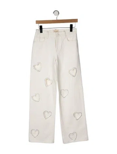 Pre-owned Alice And Olivia Mid-rise Wide Leg Jeans In Neutral