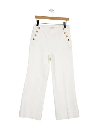 Pre-owned Alice And Olivia Mid-rise Wide Leg Jeans In White