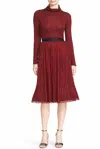 Alice And Olivia Mikaela Pleated Lace Midi Skirt In Burgundy Red In Multi