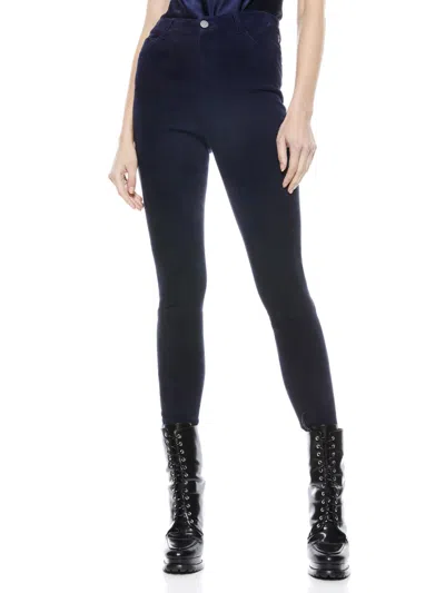 Alice And Olivia Mikah Single Button Suede Pant In Navy
