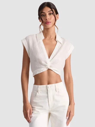 Alice And Olivia Mila Cropped Top In White