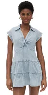 Alice And Olivia Mila Deep V Twist Front Mini Dress Rockstar Blue In Rockstar Blue