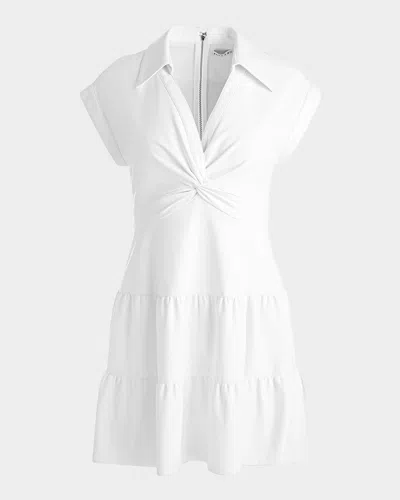 ALICE AND OLIVIA MILA DEEP V TWIST-FRONT MINI DRESS
