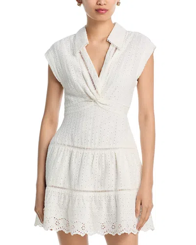 ALICE AND OLIVIA ALICE AND OLIVIA MILA EYELET DEEP V NECK DRESS