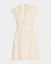 Alice And Olivia Mila Faux Leather Twist Front Cap Sleeve Dress