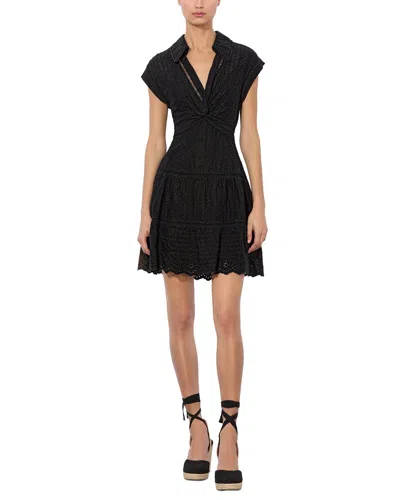 Alice And Olivia Mila Linen-blend Dress In Black