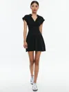 Alice And Olivia Mila Linen Twist Front Mini Dress In Black