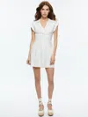 Alice And Olivia Mila Faux Leather Twist Front Cap Sleeve Dress In Off White