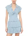Alice And Olivia Mila Deep V Twist Front Mini Dress Rockstar Blue In Rockstblue