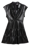 ALICE AND OLIVIA MILA TWIST FRONT FAUX LEATHER DRESS