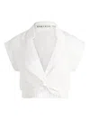 Alice And Olivia Mila Twist-front Linen Top In White