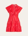 Alice And Olivia Mila Vegan Leather Mini Dress In Bright Ruby