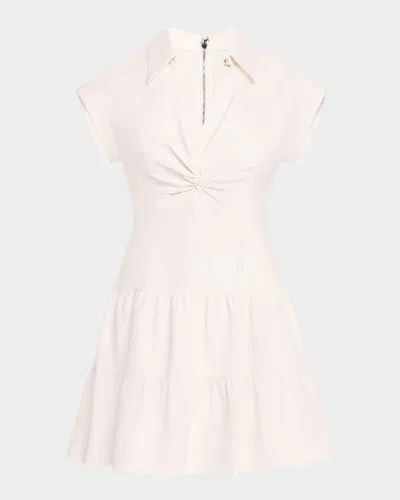 ALICE AND OLIVIA MILA VEGAN LEATHER TWIST-FRONT MINI DRESS