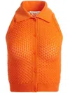 Alice And Olivia Miles Spread-collar Crochet Top In Orange