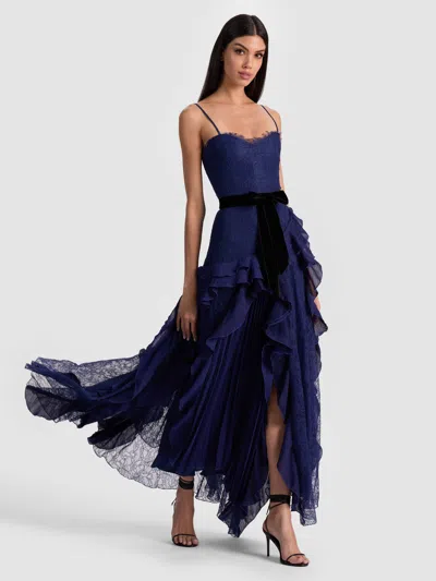 Alice And Olivia Milla Lace Maxi Dress In Blue