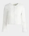 Alice And Olivia Millie Ruffle-sleeve Box Jacket In Off Whiteoatmeal