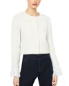 Alice And Olivia Millie Ruffle-sleeve Box Jacket In Off White Oatmeal