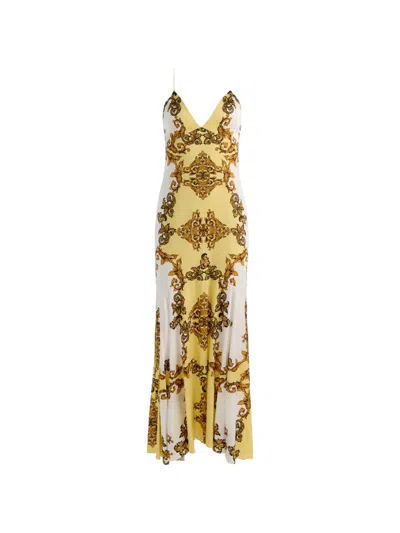 Alice And Olivia Milta Baroque-print Maxi Dress In Yellow