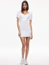Alice And Olivia Mimi Puff Sleeve Denim Minidress In Vintage Sugar