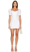 Alice And Olivia Mimi Puff Sleeve Denim Minidress In Vintage Sugar