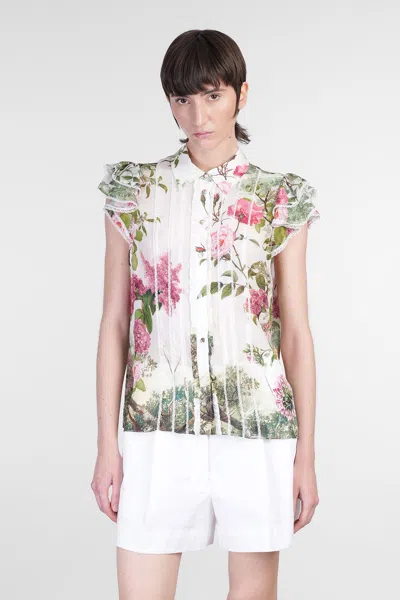 Alice And Olivia Minda Blouse In White Silk