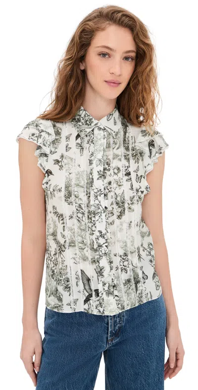 Alice And Olivia Minda Ruffle Blouse Daybreak In White