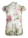 Alice And Olivia Minda Silk Blouse In White