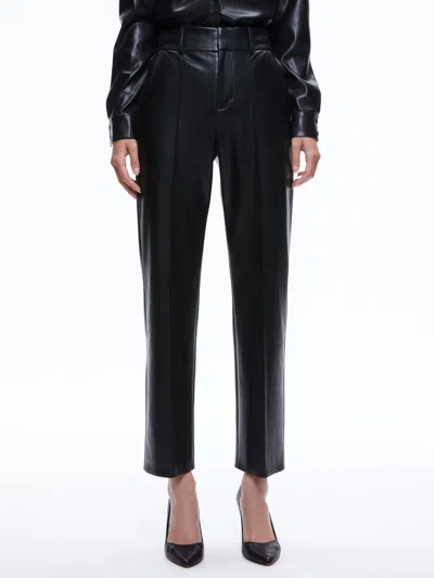 Alice And Olivia Ming Vegan Leather Ankle Pant In Black