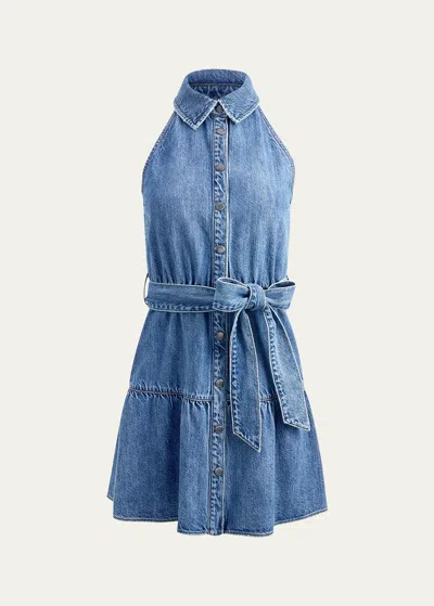 ALICE AND OLIVIA MIRANDA SLEEVELESS DENIM MINI DRESS