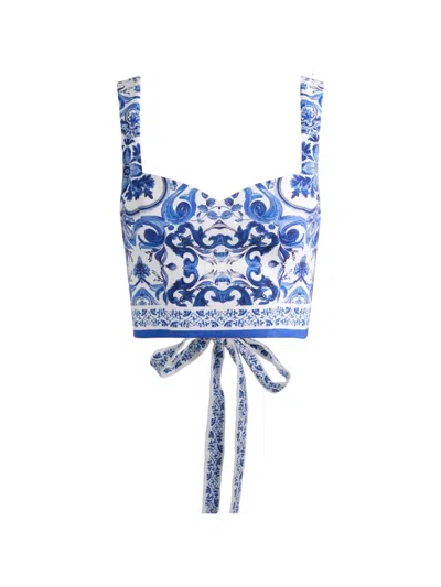 Alice And Olivia Miriam Sweetheart Cropped Top In Multi