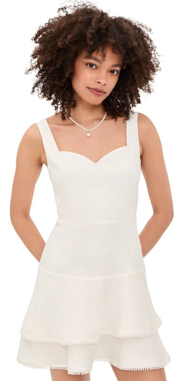 Alice And Olivia Miriam Sweetheart Tiered Mini Dress Off White