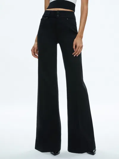 Alice And Olivia Missa 5 Pocket High Rise Wide Leg Jean In Black