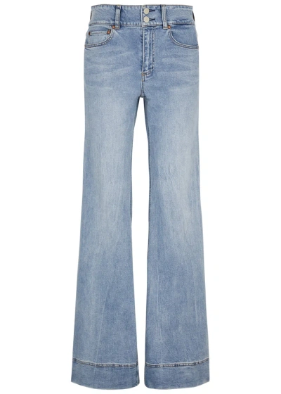 Alice And Olivia Missa Crystal-embellished Flared Jeans In Blue