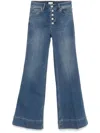 Alice And Olivia Missa High Rise Exposed Button Wide Leg Jeans In Lola Blue In Blue