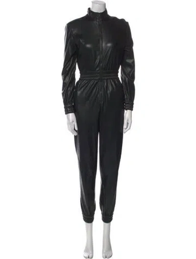 Pre-owned Alice And Olivia Mock Neck Jumpsuit In Black