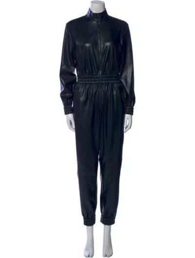 Pre-owned Alice And Olivia Mock Neck Jumpsuit In Black