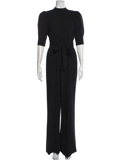 Pre-owned Alice And Olivia Mock Neck Jumpsuit In Black