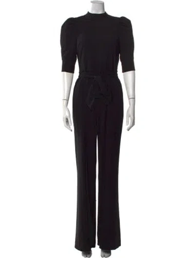 Pre-owned Alice + Olivia Mock Neck Jumpsuit In Black