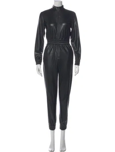 Pre-owned Alice And Olivia Mock Neck Jumpsuit In Gray