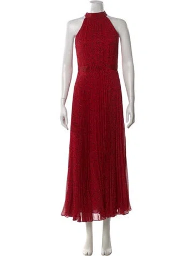 Pre-owned Alice And Olivia Mock Neck Long Dress In Red