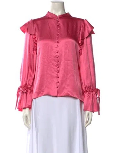 Pre-owned Alice And Olivia Mock Neck Long Sleeve Blouse In Pink