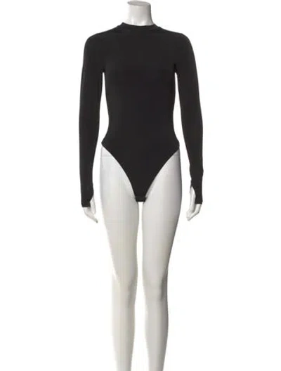 Pre-owned Alice And Olivia Mock Neck Long Sleeve Bodysuit W/ Tags In Black