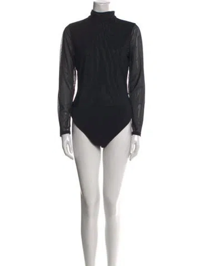 Pre-owned Alice And Olivia Mock Neck Long Sleeve Bodysuit W/ Tags In Black