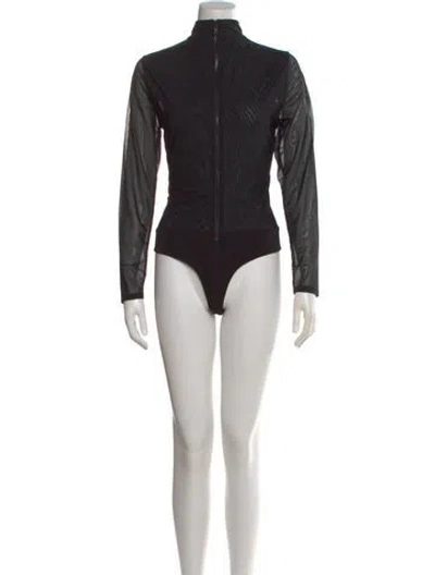 Pre-owned Alice And Olivia Mock Neck Long Sleeve Bodysuit W/ Tags In Black