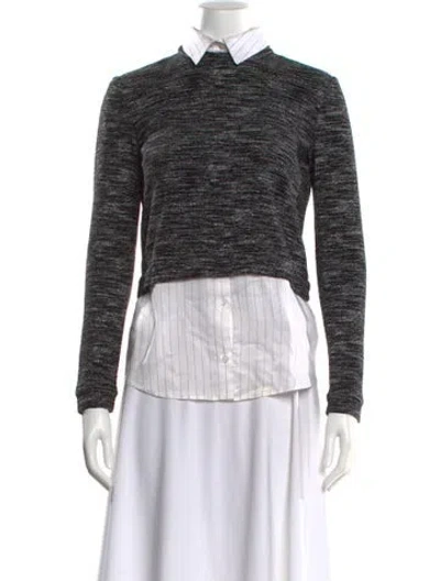 Pre-owned Alice And Olivia Mock Neck Long Sleeve Button-up Top In Black