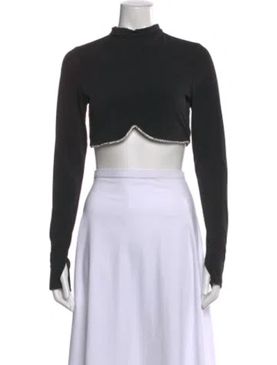 Pre-owned Alice And Olivia Mock Neck Long Sleeve Crop Top W/ Tags In Black