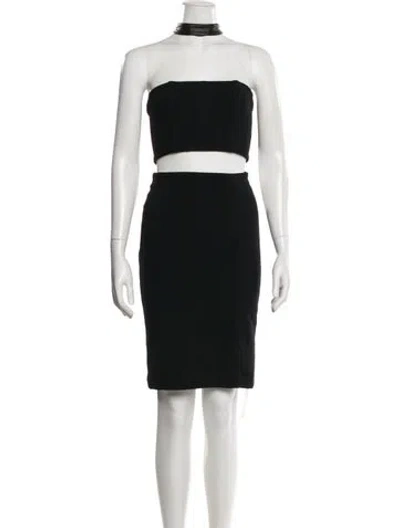 Pre-owned Alice And Olivia Mock Neck Midi Length Dress In Black